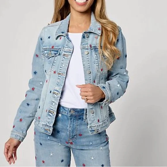 Driftwood Jeans Classic Embroidered Denim Jacket Starry Night Americana Large - Picture 1 of 16